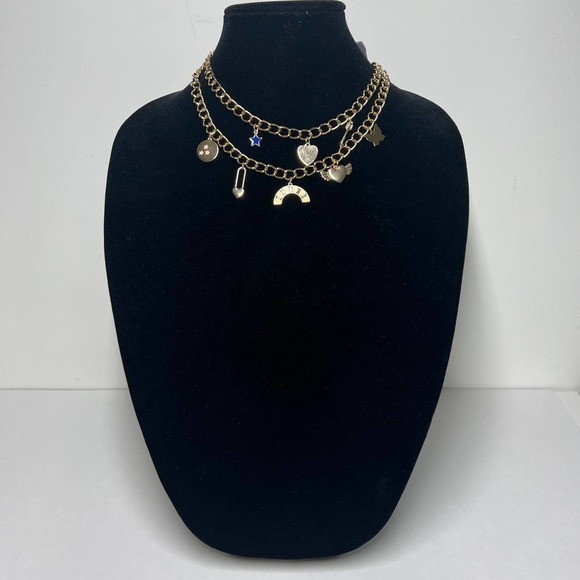 Nordstrom Cute Gold Charm Chain Layered Necklace Heart Butterfly - Picture 2 of 8